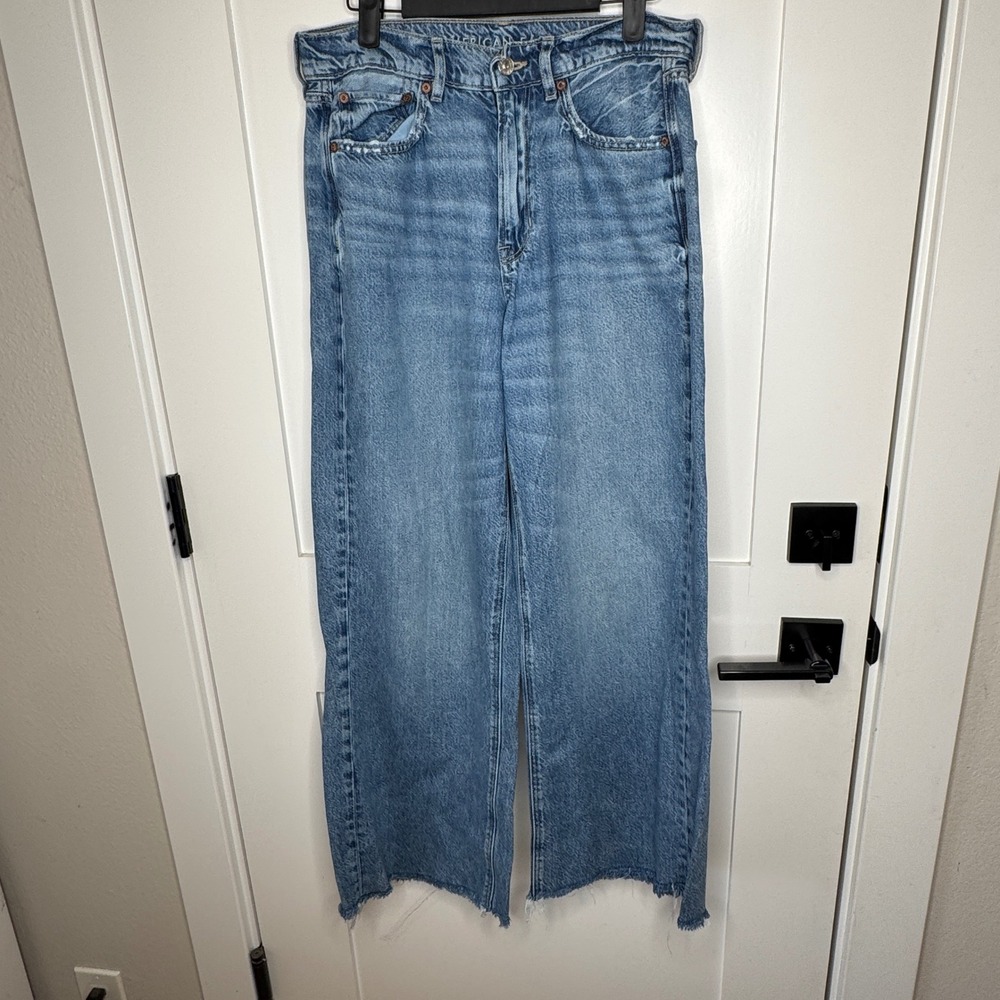 American Eagle By Payless Blue Flare & Wide Leg Jeans READ. 27” Length one leg